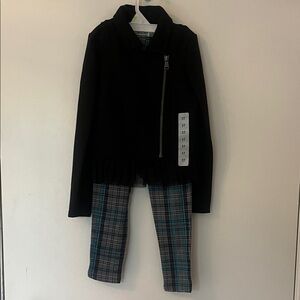 Blush Black Jacket and Plaid Pants Set